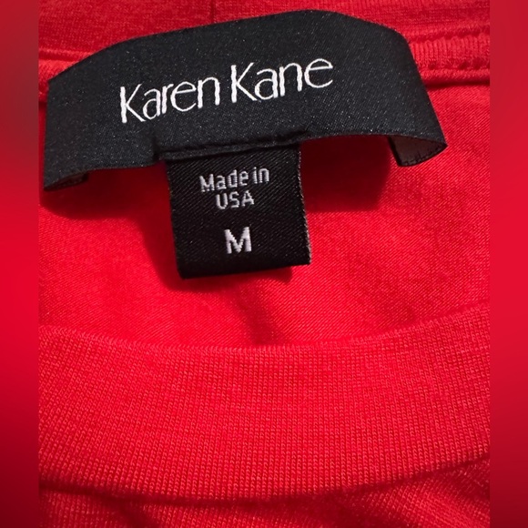 Karen Kane Red Soft Twist Front Top Size Medium 3/4 Bell Sleeves NWT - Picture 7 of 10